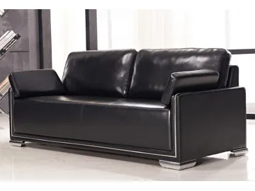 Reception Black Leather Sofa