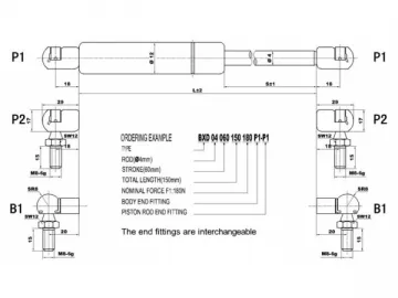 BXD 4/12 Gas Spring with Dynamic Damping