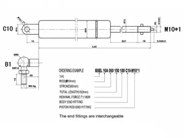 BXEL 10/28 Locking Gas Spring in Extension Direction