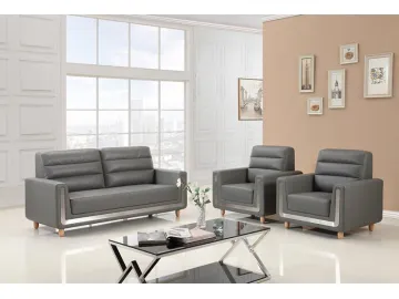 Modern Grey Leather Office Sofa