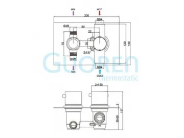 Plated Thermostatic Concealed Shower Valve