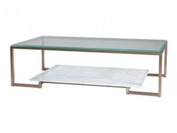 Double Layer Glass and Marble Top Coffee Table