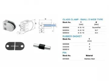 Stainless Steel Small D Wide Type Glass Clamp