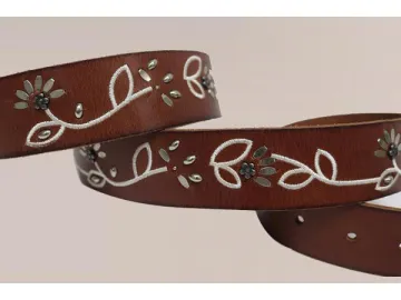 Embroidered Leather Belt, Embroidery Belt