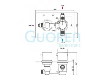 Copper Cartridge Thermostatic Concealed Shower Valve