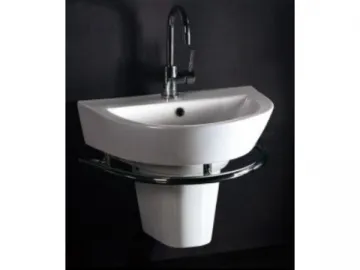 Washbasin with pedestal or semi-pedestal