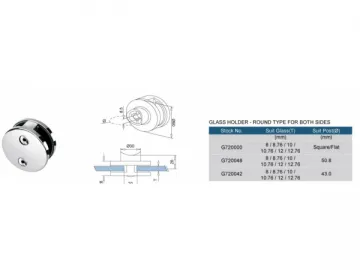 Stainless Steel Glass Clamp-Round Type for Both Sides