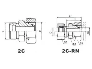 2C/2D Reducer Tube Adapter with Swivel Nut, DIN Standard