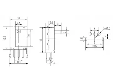 8mm Travel Single Gang Slide Potentiometer, WH088 Series