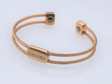 Rose Gold Plated Bangles Bracelets for Women, Cubic Zirconia, Jewelry Gift