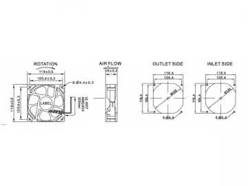 120×120×38mm DC Brushless Fan