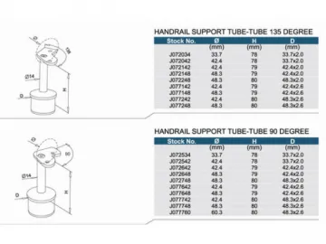 Stainless Steel Handrail Tube Support