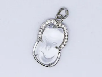 Transparent Fox Pendant, Wrapped by Sterling Silver, Inlayed in Inlayed With Shining Zircon Diamond