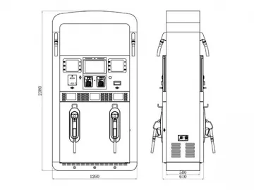 Fuel Dispenser with 4 Dispensing Nozzles