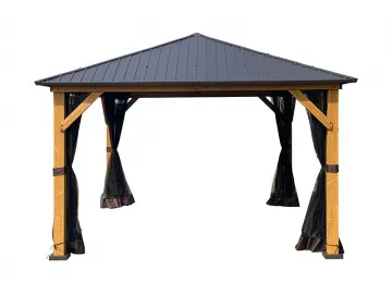 14' x 12' Wood Gazebo with Galvanized Steel Roof