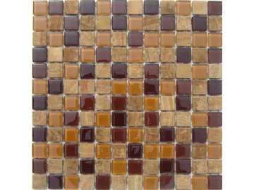 Stone Mixed Glass Mosaic Tile (Button Series)