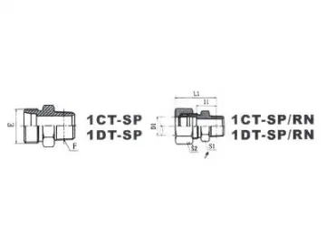 1CT/1DT Metric Male 24˚ Cone Hose Adapter, DIN Standard