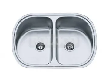 BL-912 Statin Finish Double Bowl Stainless Steel Kitchen Sink