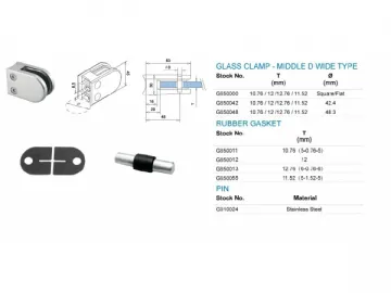 Stainless Steel Middle D Wide Type Glass Clamp