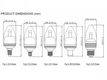 4W Clear Candle LED Light Bulb 41mm