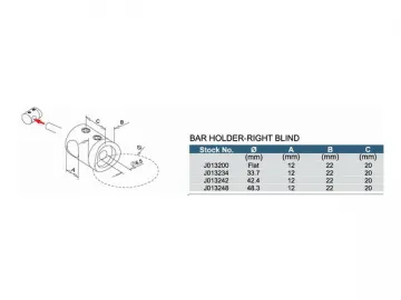 Stainless Steel Right Blind Bar Holder