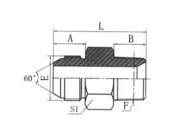 1KT-SP Metric Male 60˚ Cone Hose Adapter, JIS Standard