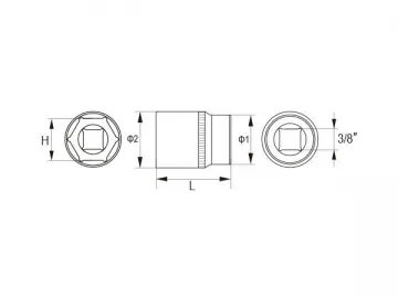 3/8 Inch Dr. 6PT Reg Socket