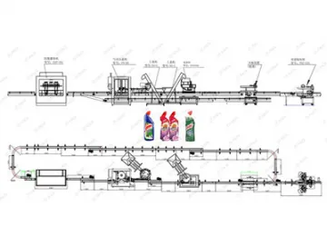 100ml-1000ml Corrosive Liquid Filling Line (Harpic Toilet Cleaner Packaging)