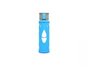 Lock Lid Glass Water Bottle with Silicone Cover