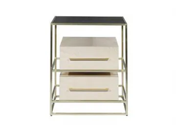 Metal Frame Wood Nightstand