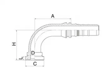 87693 SAE 6000PSI Flange, 90° Elbow