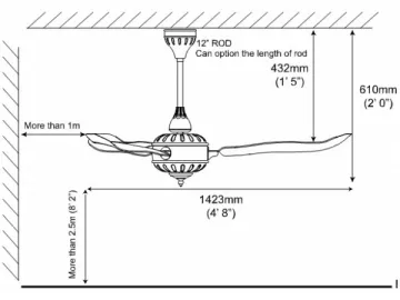 CT56304 56 Inch 3 Steel Blade Ceiling Fan