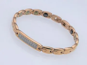 S003 Healthcare Magnetic Stainless Steel Bracelet with White Zirconia