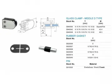 Zamak Middle D Type Glass Clamp