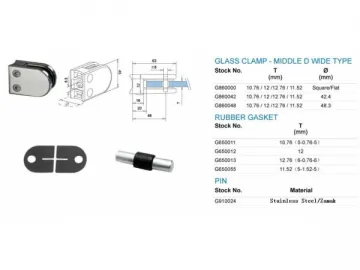 Zamak Middle D Wide Type Glass Clamp