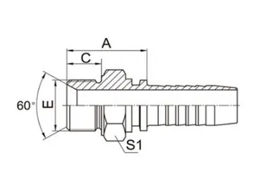 10611 Male Straight Metric Fittings, 60° Cone Seat