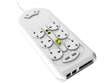 6-Way Power Board with Rj11/Rj45 Port