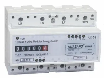 DDM100TR DIN-rail Energy Meter With Communication Port, 7 Pole/Modular 