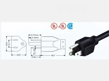 UL817/CSA Three Pin Plug