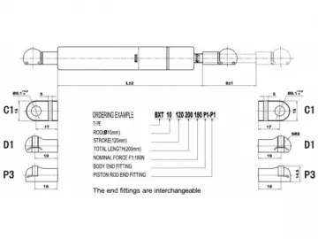 BXT 10/28 Traction Gas Spring