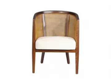 Cane Back Wood Armchair