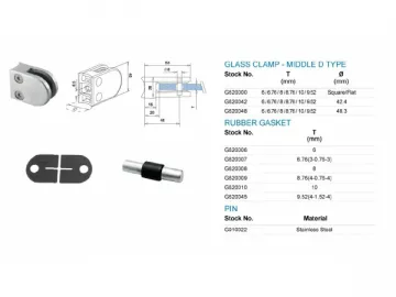 Stainless Steel Middle D Type Glass Clamp