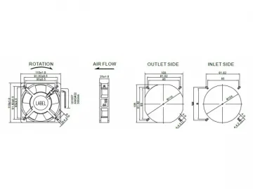 110×110×25mm AC Axial Fan