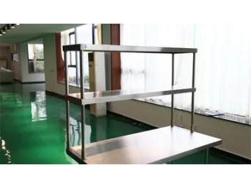 Stainless Steel Double Worktable Overshelf