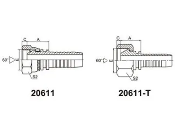 20611 Female Straight Metric Fittings, 60° Cone Seat