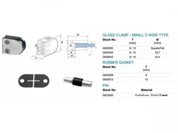 Zamak Small D Wide Type Glass Clamp