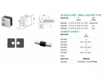 Zamak Small Square Type Glass Clamp