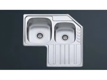 BL-998 Stainless Steel Double Bowl Corner Kitchen Sink