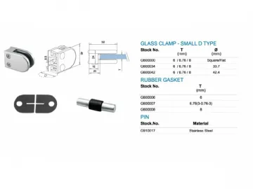 Stainless Steel Small D Type Glass Clamp