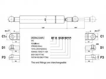 BXT 8/22 Traction Gas Spring